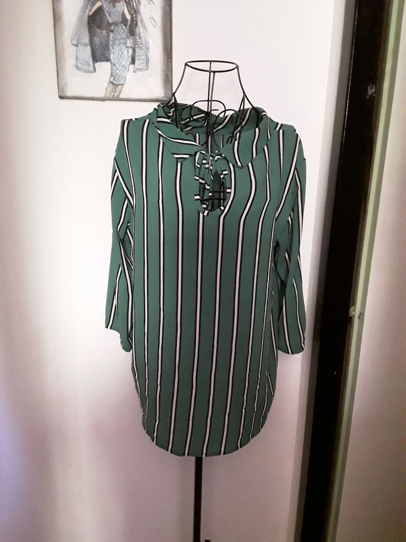Blouse fluide manches longues à rayure 
